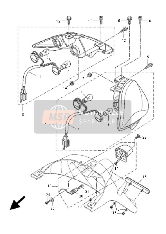 5DSH47401000, Zulassungs. Leuchte Kompl., Yamaha, 2